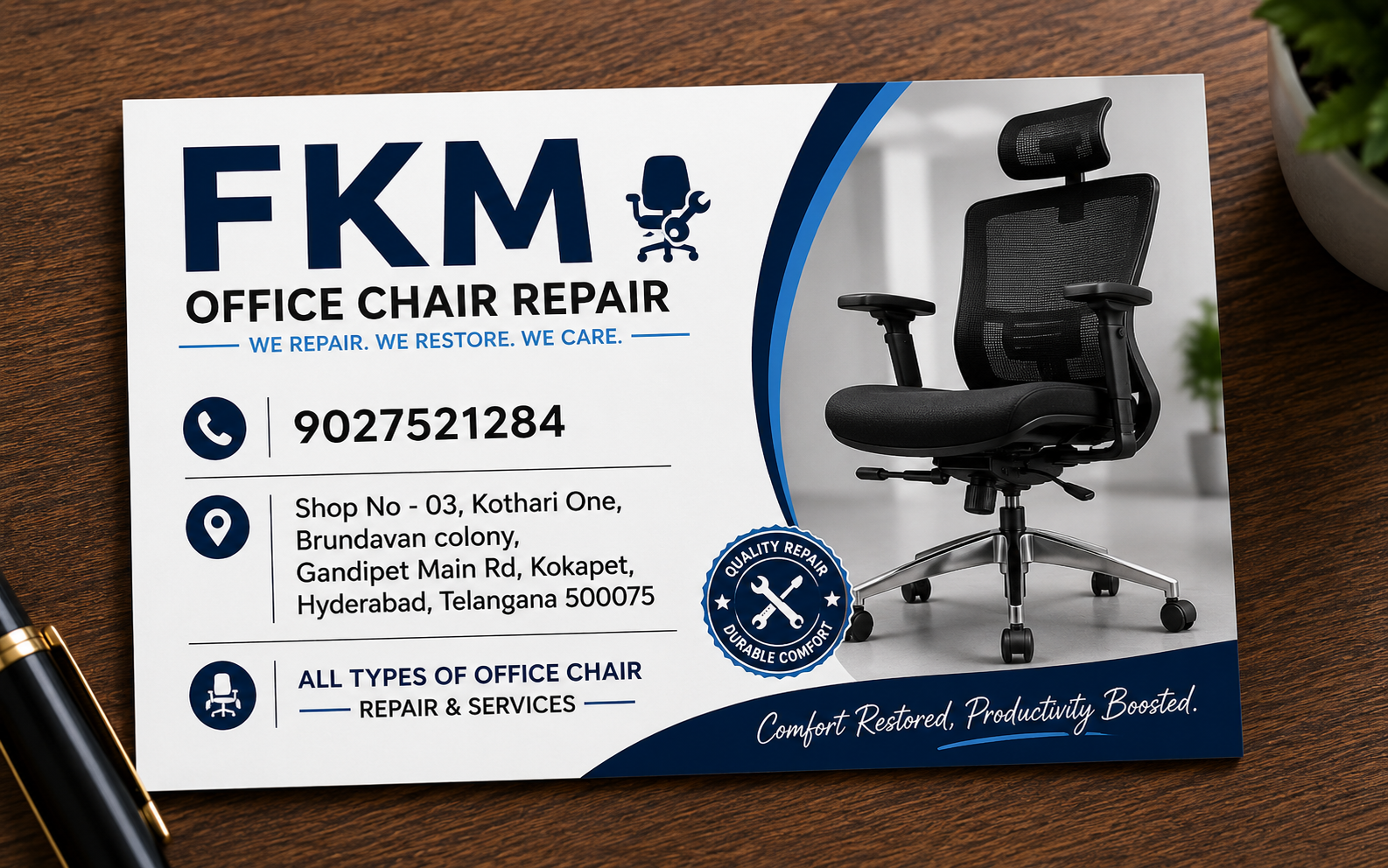 FKM Office Chair Repair — Hyderabad's trusted chair repair specialists